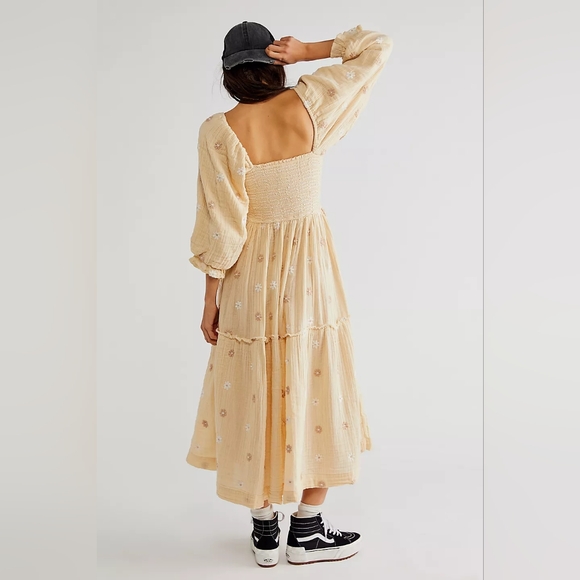 FREE PEOPLE Dahlia Embroidered Maxi Dress - LARGE NWOT - Picture 6 of 7